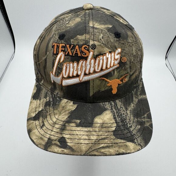 Vintage 90s Texas Longhorns Mossy Oak Camo Snapback Hat UT Outdoor Caps - Picture 7 of 12